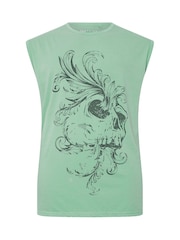 BadRhino Big & Tall Acid Wash Skull 100% Cotton Vest - صورة 4 من 5