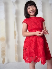 Red Lace Occasion Dress (3-16yrs) - Image 1 of 9