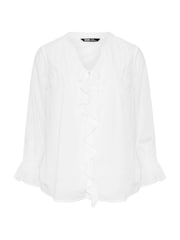 Yours Curve White 100% Cotton Ruffle Poet Blouse - Image 5 of 5