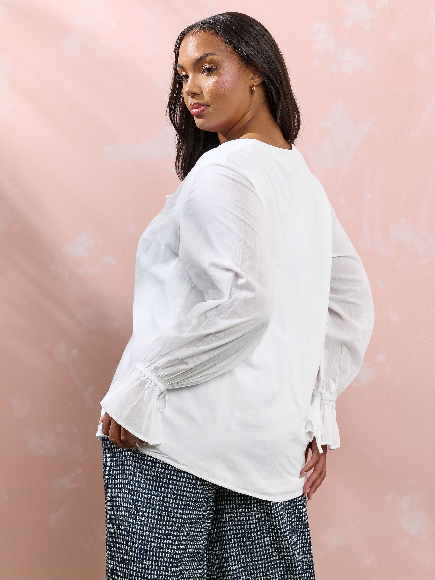 Buy Yours Curve White 100% Cotton Ruffle Poet Blouse from Next USA