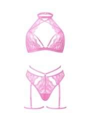 Ann Summers Pink Rosella Lace Halterneck Crotchless Set - Image 5 of 5