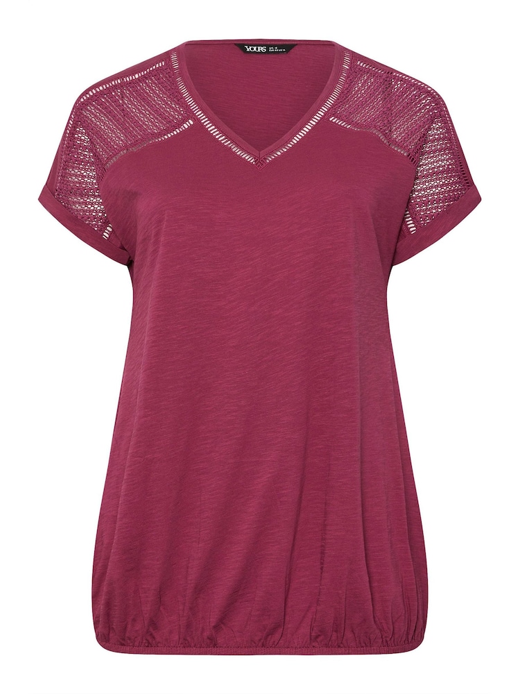Yours Curve Pink Grown On Bubblehem Crochet 100% Cotton Top - Image 5 of 5