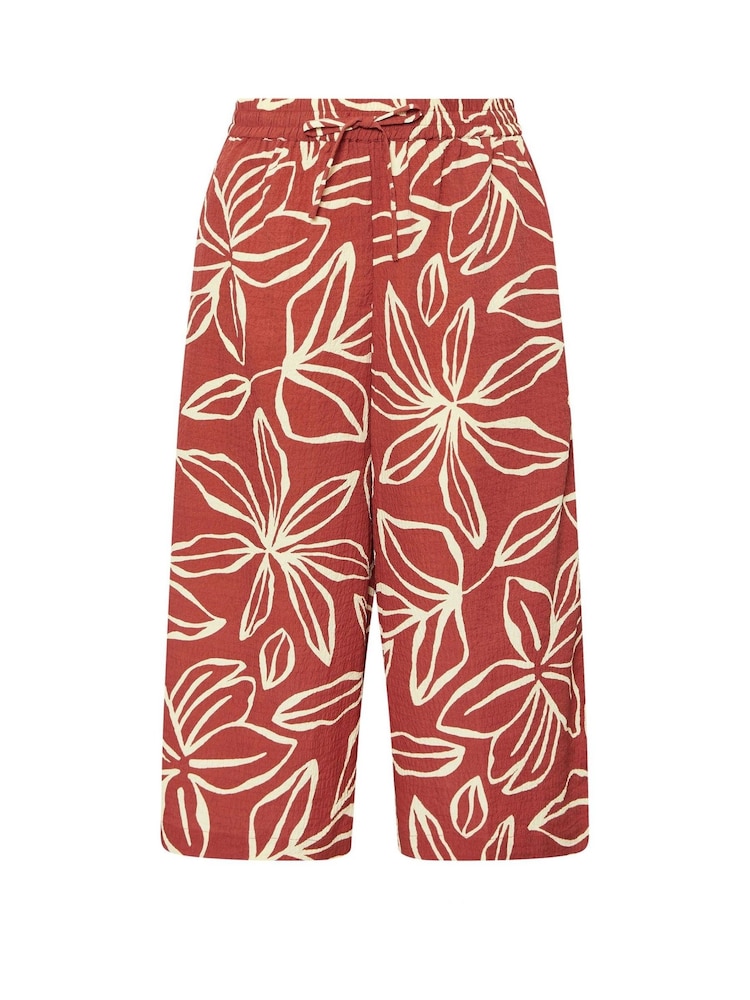 Yours Curve Red Pull On Woven Cropped Trousers - Image 5 of 5