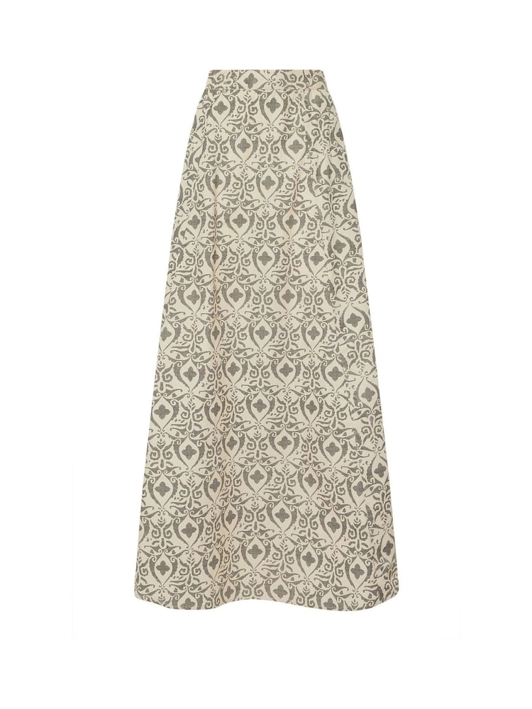 Long Tall Sally Grey Aztec Panel 100% Cotton Skirt - Image 1 of 1