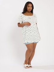 Blanco - Yours Curve Frill Neck A-Line Blouse - Imagen 2 de 5