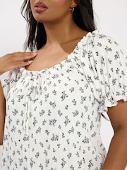 Blanco - Yours Curve Frill Neck A-Line Blouse - Imagen 4 de 5