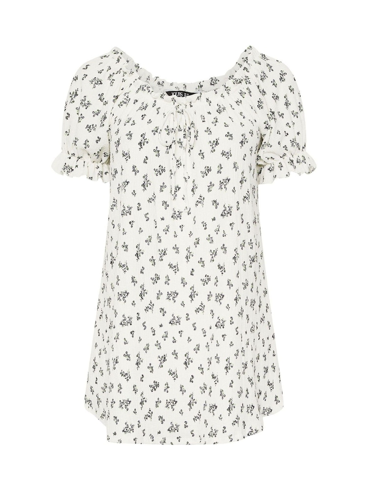 Blanco - Yours Curve Frill Neck A-Line Blouse - Imagen 5 de 5