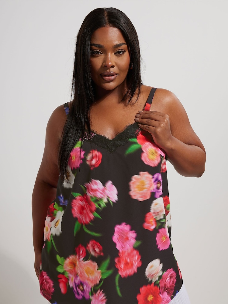 Yours Curve Black Lace Cami - Image 1 of 5