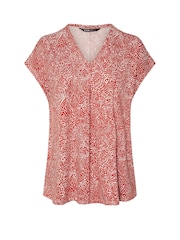 Yours Curve Orange Pleated Front Crepe Top - Image 4 of 5