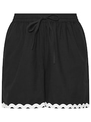 Yours Curve Black Trim Hem Runner 100% Cotton Shorts - Image 5 of 5