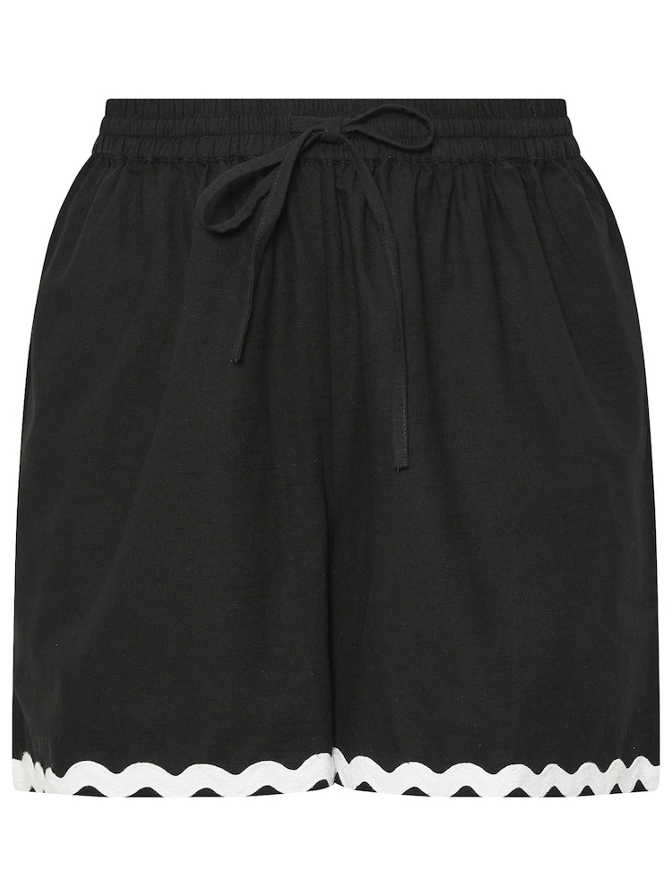 Yours Curve Black Trim Hem Runner 100% Cotton Shorts - Image 5 of 5