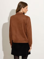 M&Co Brown Button Through Suede Jacket - Image 2 of 6