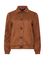M&Co Brown Button Through Suede Jacket - Image 6 of 6
