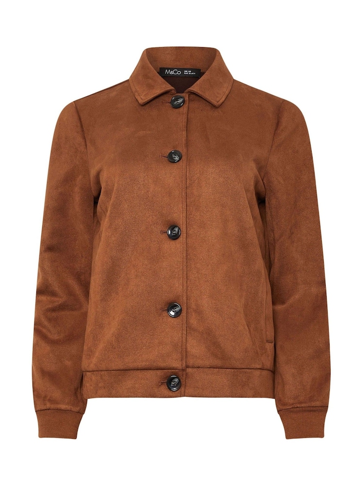 M&Co Brown Button Through Suede Jacket - Image 6 of 6 M&Co Brown Button Through Suede Jacket - Image 6 of 6