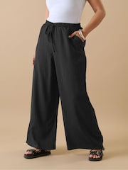 Yours Curve Black Crinkle Trousers - Image 1 of 5