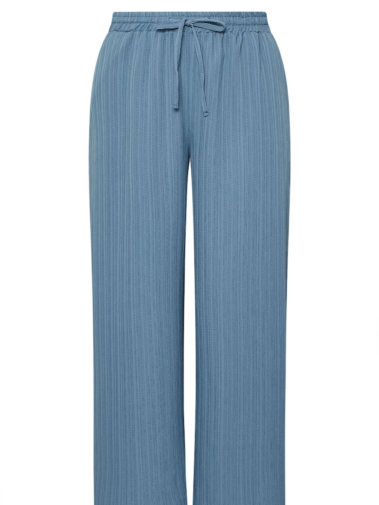 Yours Curve Blue Crinkle Trousers - Image 5 of 5