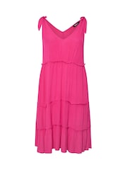 Yours Curve Pink Tiered Throw On Dress - Image 2 of 2