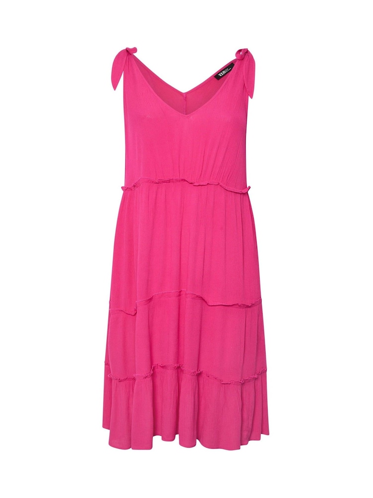 Yours Curve Pink Tiered Throw On Dress - Image 2 of 2