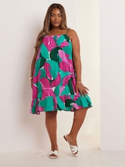 Yours Curve Green Crinkle Throw On Dress - Image 4 of 5