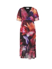 Yours Curve Black London Wrap Ruffle Mesh Dress - Image 5 of 5