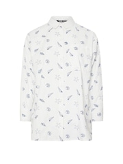 Yours Curve White 100% Cotton Long Sleeve Embroidered Shirt - Image 1 of 1