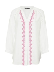 Yours Curve White Cheesecloth Embroidered 100% Cotton Top - Image 3 of 3