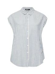 Yours Curve Blue Boxy Sleeveless Stripe Vest 100% Cotton Shirt - Image 1 of 1
