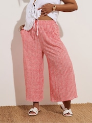 Yours Curve Red Crinkle Midaxi Culottes - Image 1 of 5