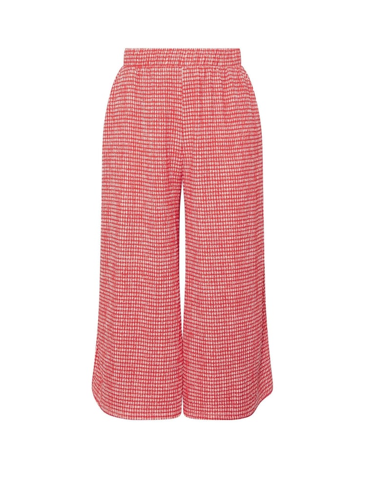 Yours Curve Red Crinkle Midaxi Culottes - Image 5 of 5