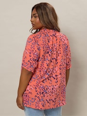 Yours Curve Orange Tie Neck Short Sleeve Blouse - Image 3 of 5