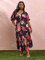 Yours Curve Angel Sleeve Tiered Dress - Изображение 1 из 5