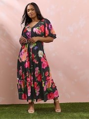 Yours Curve Angel Sleeve Tiered Dress - Изображение 2 из 5