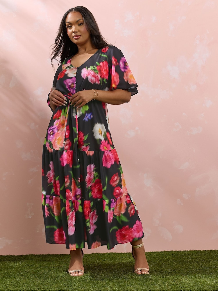 Yours Curve Angel Sleeve Tiered Dress - Изображение 2 из 5