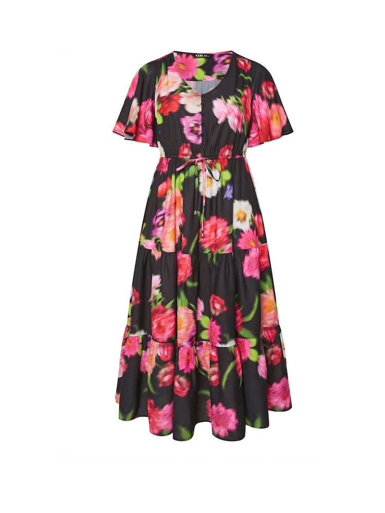 Yours Curve Angel Sleeve Tiered Dress - Изображение 5 из 5