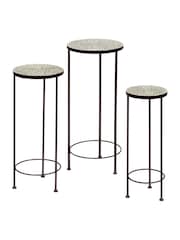 Premier Decorations Ltd Set of 3 Green Leaf Tile Dordogne Plant Stands - Image 1 of 2
