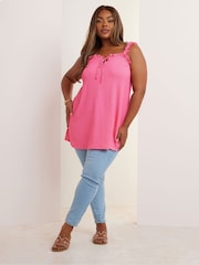 Yours Curve Pink Swing Cami With Frilled Strap - Image 2 of 5