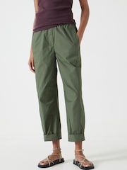 Hush Green 100% Cotton Barrel Leg Pull On Cotton Trousers - Image 2 of 5