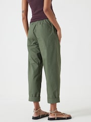 Hush Green 100% Cotton Barrel Leg Pull On Cotton Trousers - Image 3 of 5