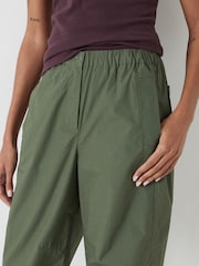 Hush Green 100% Cotton Barrel Leg Pull On Cotton Trousers - Image 4 of 5