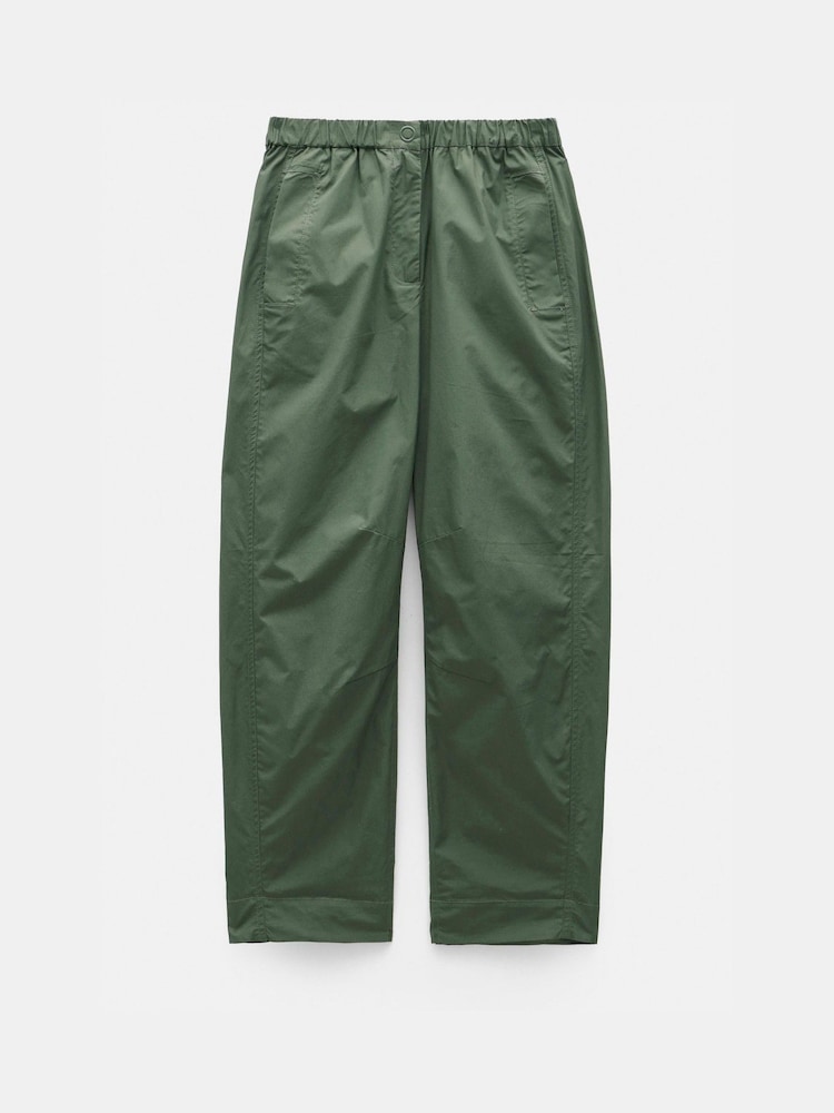 Hush Green 100% Cotton Barrel Leg Pull On Cotton Trousers - Image 5 of 5