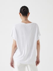 Hush White Rosalia Linen Blend V-Neck T-Shirt - Image 3 of 5