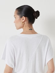 Hush White Rosalia Linen Blend V-Neck T-Shirt - Image 4 of 5