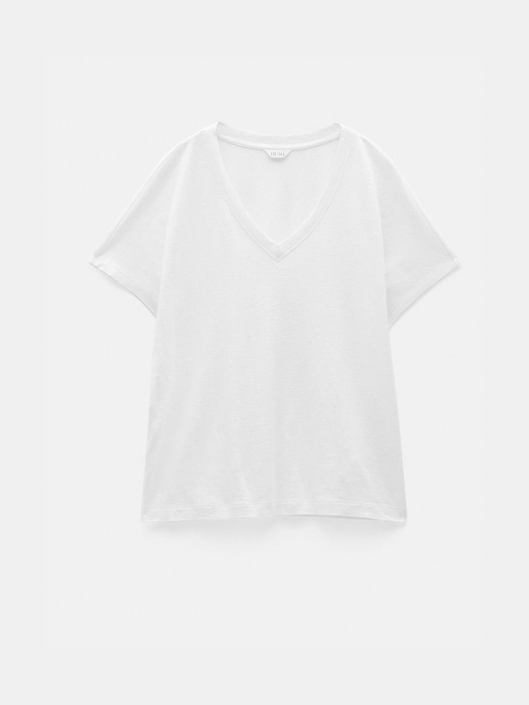 Blanco - Hush Rosalia Linen Blend V-Neck T-Shirt - Imagen 5 de 5 Blanco - Hush Rosalia Linen Blend V-Neck T-Shirt - Imagen 5 de 5
