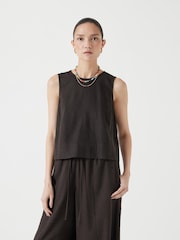 Hush Black Chrome Vera Linen Blend Shell Top - Image 2 of 6
