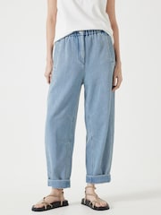 Hush Blue 100% Cotton Supersoft Denim Barrel Leg Jeans - Image 1 of 6