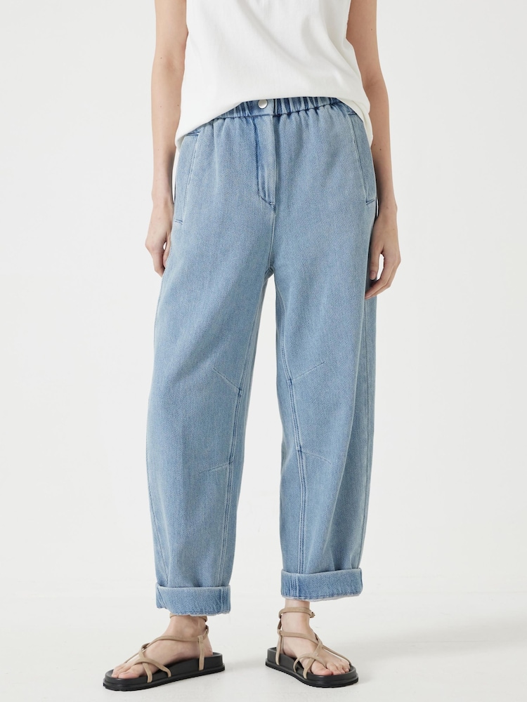 Hush Blue 100% Cotton Supersoft Denim Barrel Leg Jeans - Image 1 of 6