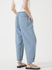 Hush Blue 100% Cotton Supersoft Denim Barrel Leg Jeans - Image 2 of 6
