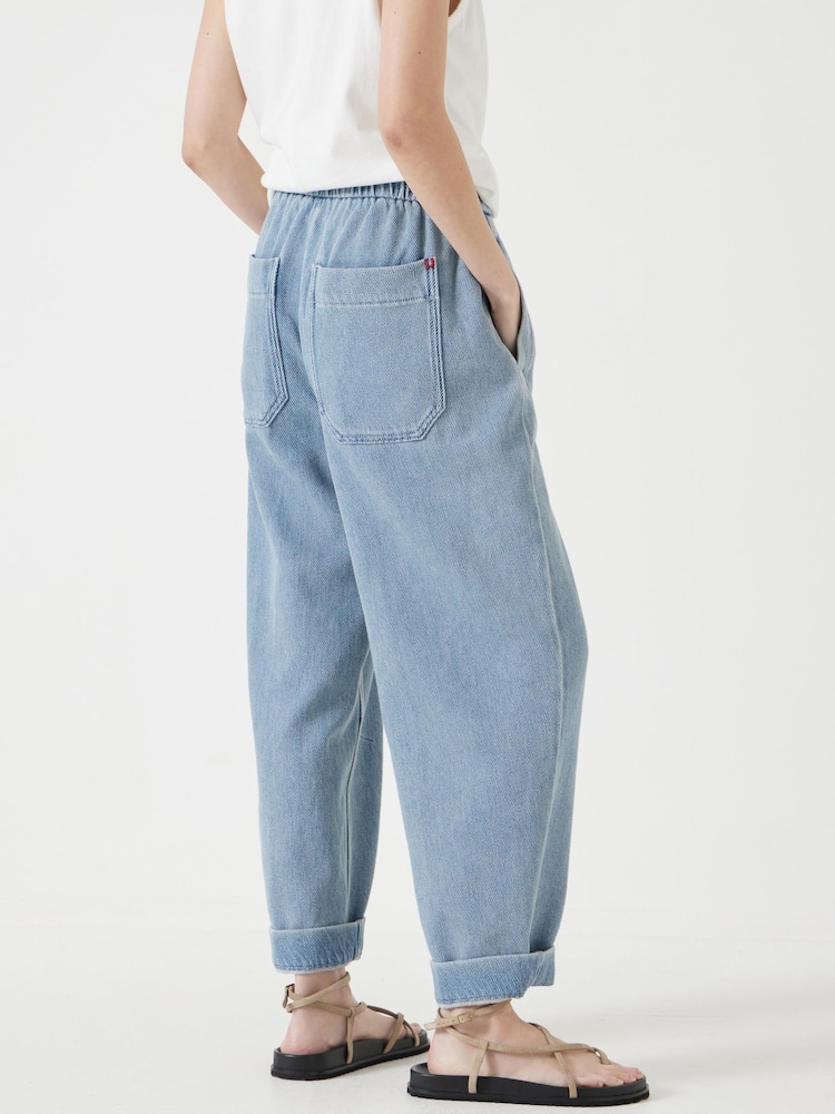 Hush Blue 100% Cotton Supersoft Denim Barrel Leg Jeans - Image 2 of 6