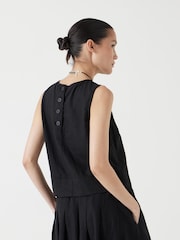 Hush Black Vera Linen Blend Shell Top - Image 2 of 5