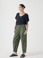 Hush Blue Rosalia Linen Blend V-Neck T-Shirt - Image 2 of 5